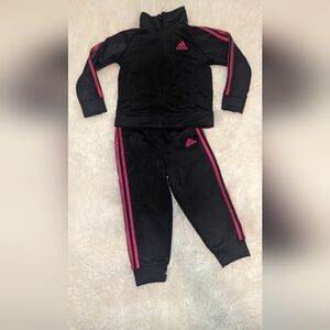 Toddler pink and black Adidas track suit 24m